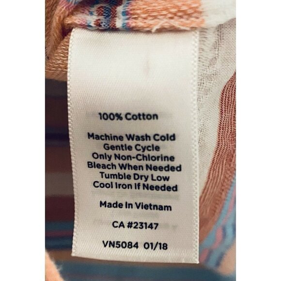 Talbots Button Up Top Womens XL Horizontal Stripes Embroidered Southwestern Boho - Picture 6 of 7